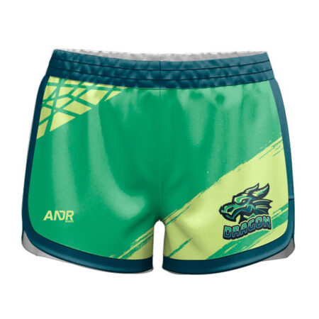 Additional Information Brand: Andr Sports – A New Dynamic Revolution in Sports Style: Slim Fit Ladies Girls High Thigh Curve Shorts NS007 Customisation: Colours, logos, names, numbers, graphics Order Minimum: Only 10 pieces required Reordering: Instant via emailed design link Best For: Netball teams, schools, sports clubs, and tournaments Design Tool: Click "CUSTOMISE IT" to personalise and order online Specifications Fit: Slim-fit, high-thigh athletic design Fabric: High-performance, lightweight, moisture-wicking polyester Waistband: Elastic gripper waistband for secure fit and comfort Printing Method: Full sublimation (vibrant, fade-resistant colours) Sizes: Girls’ and ladies’ standard sizes available Durability: Designed for high-intensity sports and long-lasting wear Care Instructions: Machine wash cold, tumble dry low, avoid bleach